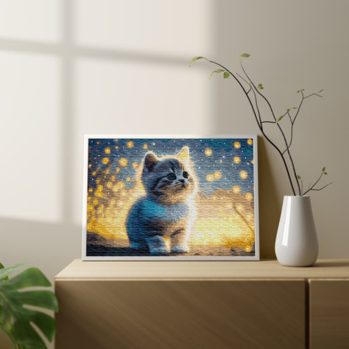 Set pictura pe numere, cu sasiu, Pisoi si licurici, 40x50 cm [2]