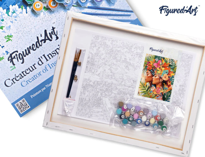 Set pictura pe numere, cu sasiu, Surori la tropice, 40x50 cm [7]