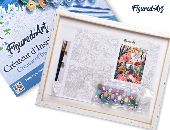 Set pictura pe numere, cu sasiu,  Gradina colorata toamna, 40x50 cm [7]