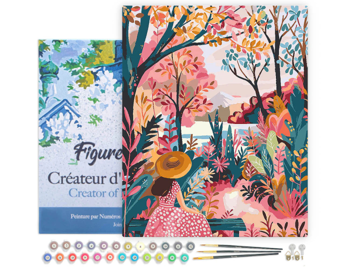 Set pictura pe numere, cu sasiu,  Gradina colorata toamna, 40x50 cm [2]