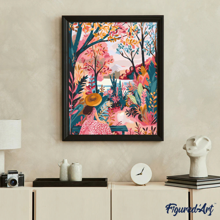 Set pictura pe numere, cu sasiu,  Gradina colorata toamna, 40x50 cm [3]