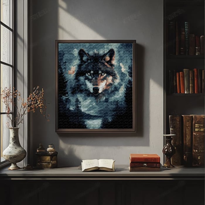 Set pictura pe numere, cu sasiu, Spiritul lupului, 40x50 cm [4]