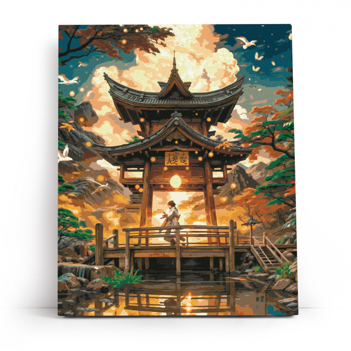Set pictura pe numere, cu sasiu, Templu in munti, 40x50 cm [2]