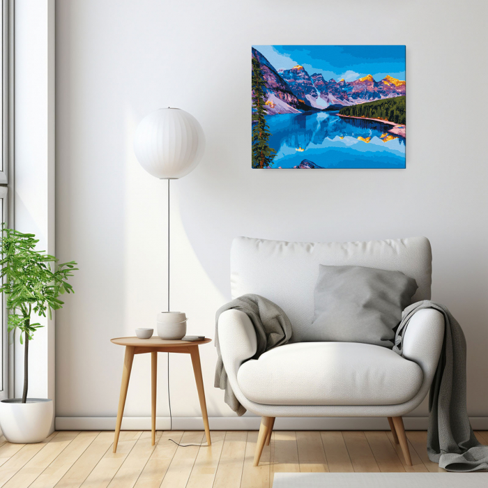 Set pictura pe numere, cu sasiu, Lac de munte, 40x50 cm [3]
