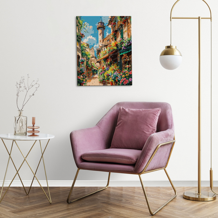 Set pictura pe numere, cu sasiu, Strada infloritoare, 40x50 cm [4]