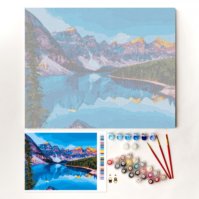 Set pictura pe numere, cu sasiu, Lac de munte, 40x50 cm [4]