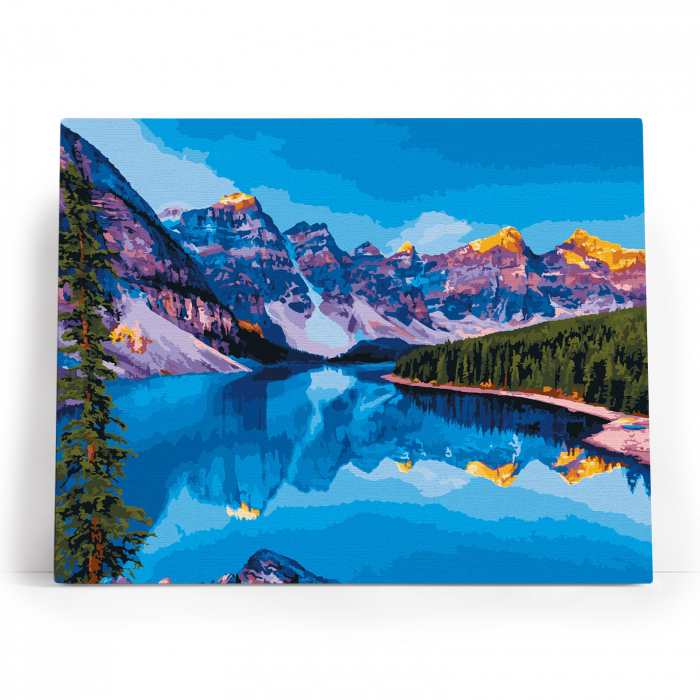 Set pictura pe numere, cu sasiu, Lac de munte, 40x50 cm [2]