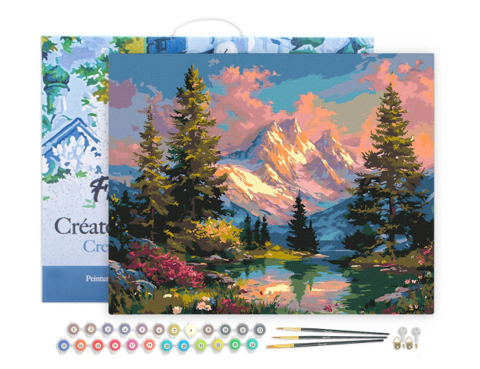 Set pictura pe numere, cu sasiu,Peisaj alpin la apus de soare, 40x50 cm [2]