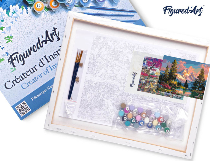 Set pictura pe numere, cu sasiu,Peisaj alpin la apus de soare, 40x50 cm [7]