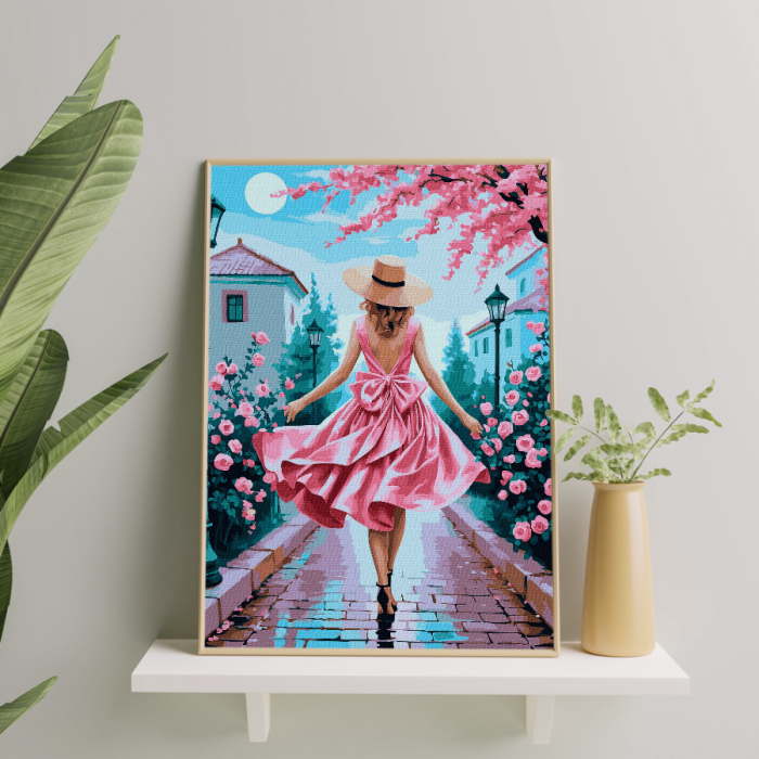 Set pictura pe numere, cu sasiu, Plimbare printre trandafiri, 40x50 cm [4]