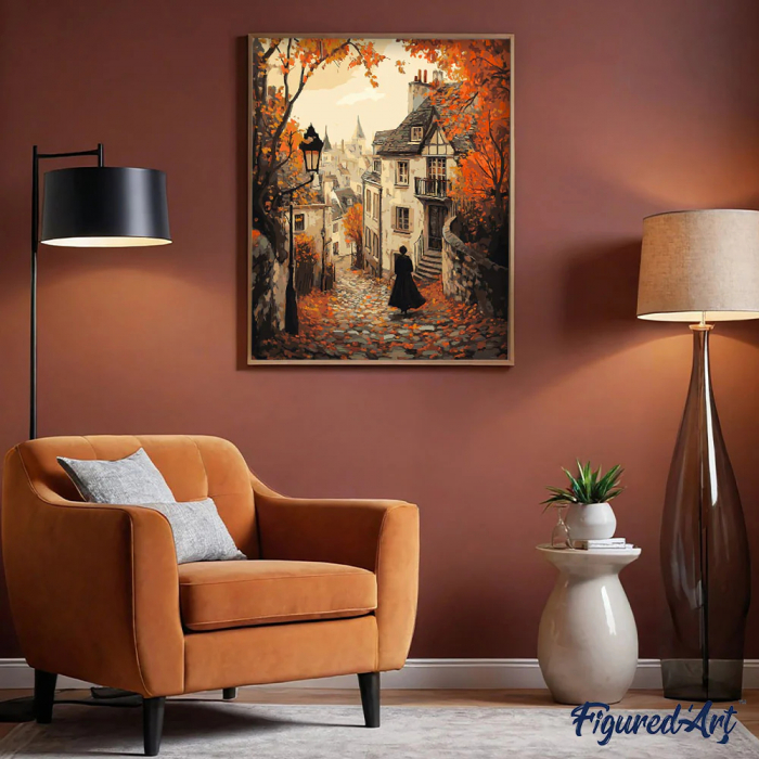 Set pictura pe numere, cu sasiu, Plimbare toamna in oras, 40x50 cm [3]