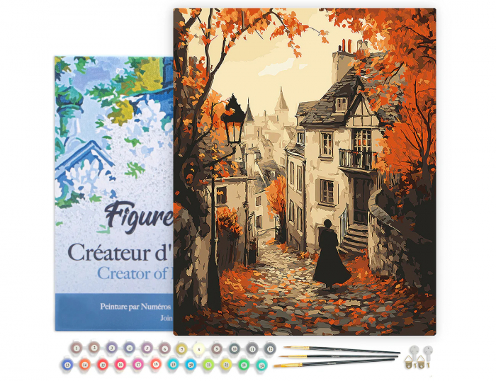 Set pictura pe numere, cu sasiu, Plimbare toamna in oras, 40x50 cm [2]