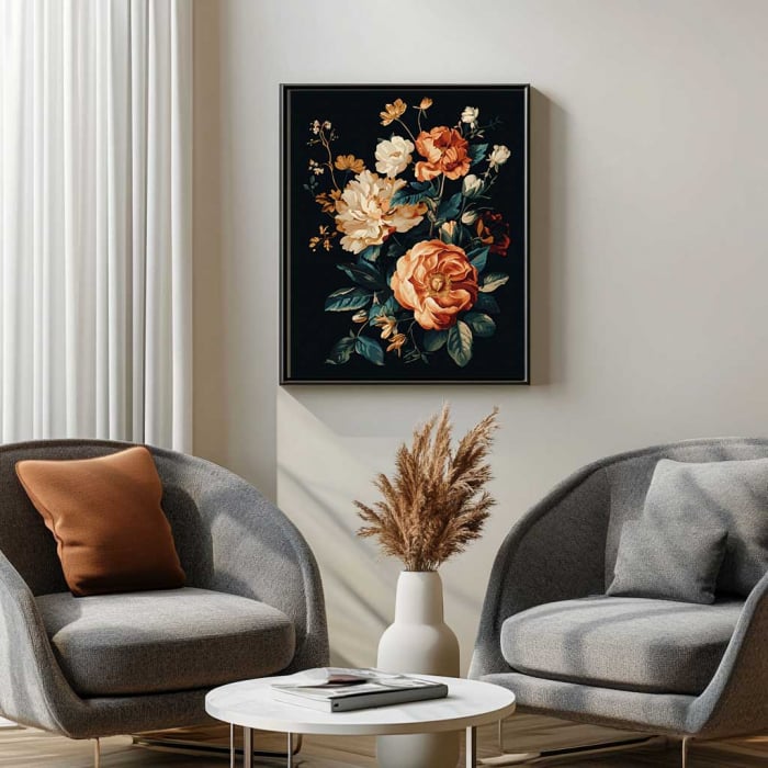 Set pictura pe numere, cu sasiu, Trandafiri 2 - canvas negru, 40x50 cm [4]