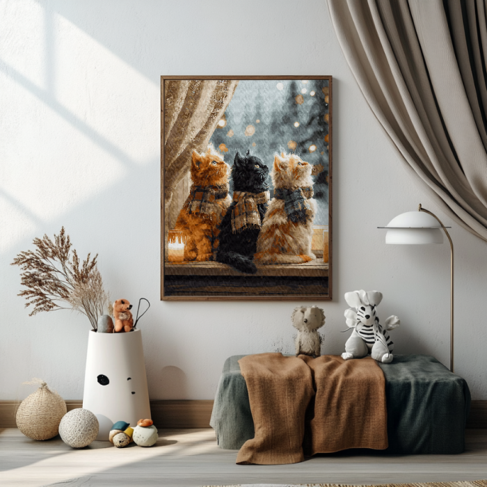 Set pictura pe numere, cu sasiu, Trio blanos la fereastra, 40x50 cm [4]