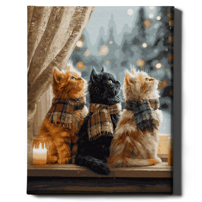 Set pictura pe numere, cu sasiu, Trio blanos la fereastra, 40x50 cm [2]