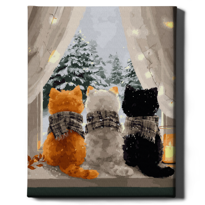 Set pictura pe numere, cu sasiu, Trio blanos la fereastra 2, 40x50 cm [2]