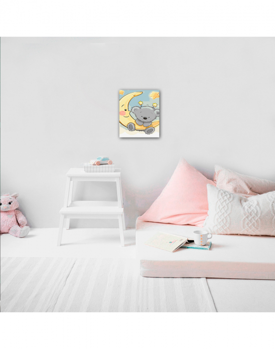 Set pictura pe numere, cu sasiu, Ursulet pe Luna [3]