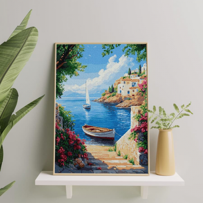 Set pictura pe numere, cu sasiu, Vacanta in Grecia, 40x50 cm [4]