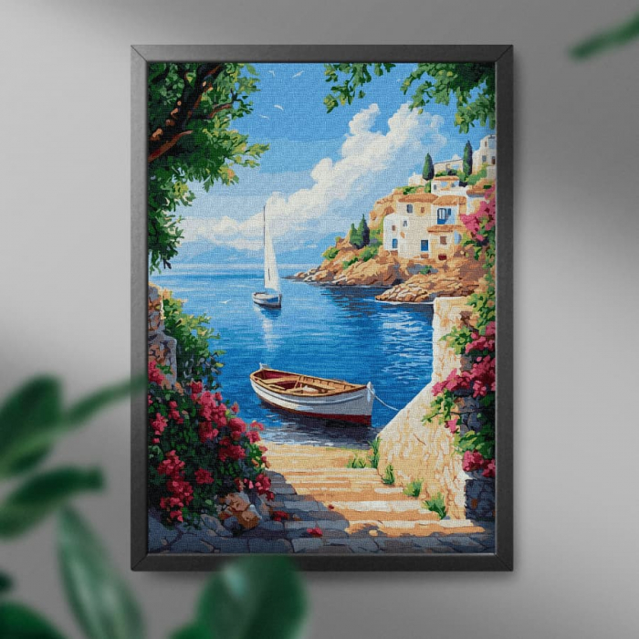 Set pictura pe numere, cu sasiu, Vacanta in Grecia, 40x50 cm [3]