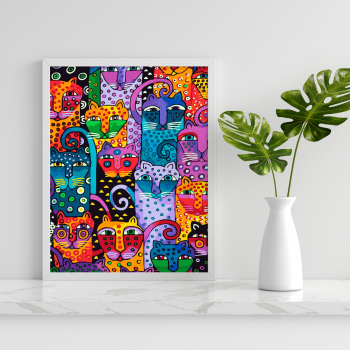 Set pictura pe numere, cu sasiu, Festivalul pisicilor, 40x50 cm [3]