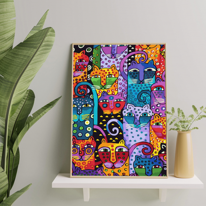 Set pictura pe numere, cu sasiu, Festivalul pisicilor, 40x50 cm [4]