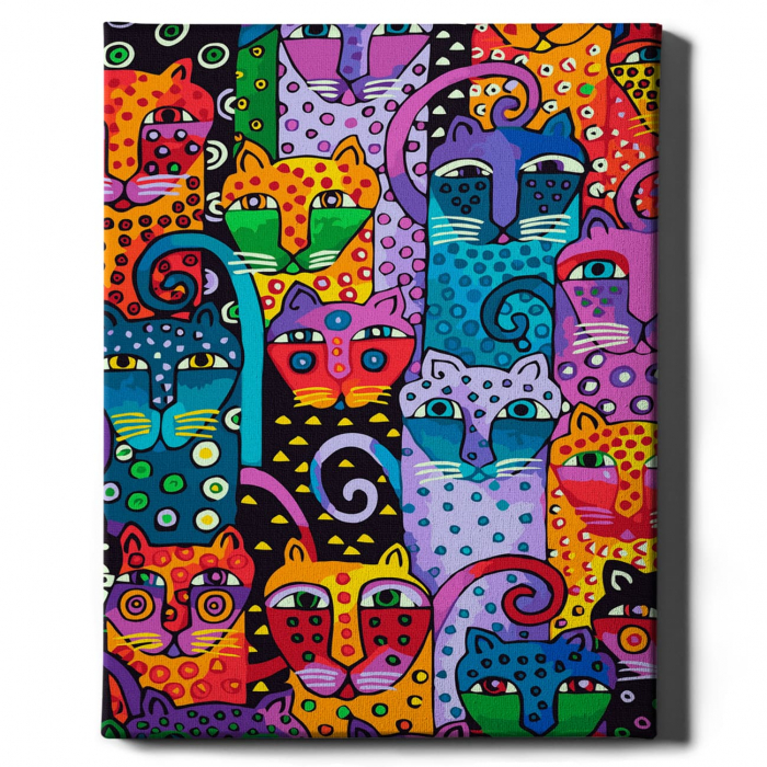 Set pictura pe numere, cu sasiu, Festivalul pisicilor, 40x50 cm [2]
