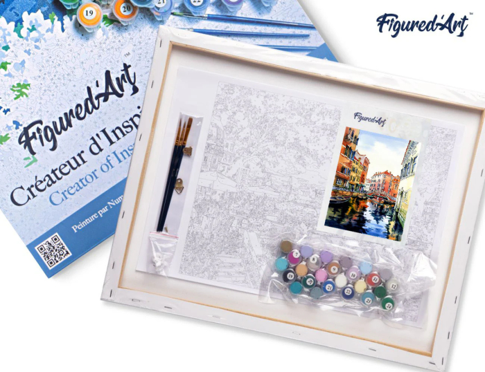 Set pictura pe numere, cu sasiu, Acuarela din Venetia, 40x50 cm [6]