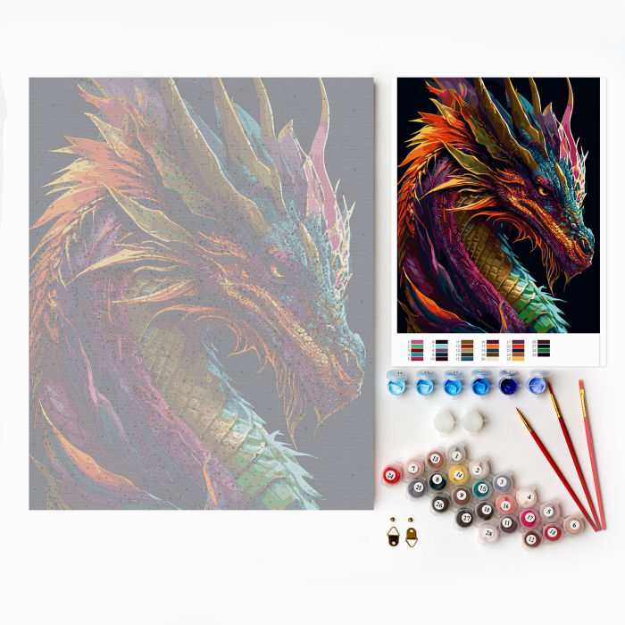 Set pictura pe numere, cu sasiu, Portret de dragon, 40x50 cm [5]