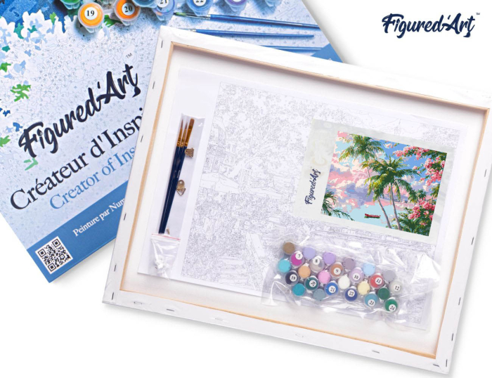 Set pictura pe numere, cu sasiu, Laguna tropicala, 40x50 cm [7]