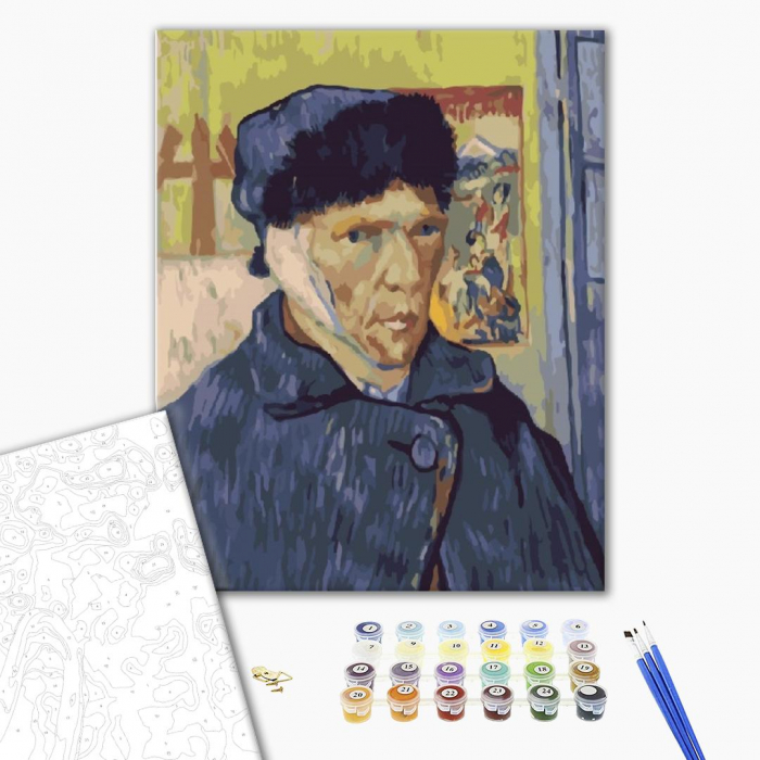 Set pictura pe numere, cu sasiu, Vincent van Gogh - autoportret, 40x50 cm [2]