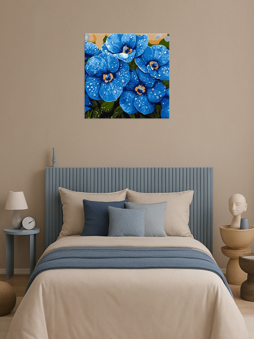 Set pictura pe numere, cu sasiu, Violete cu roua, 40x40 cm [2]