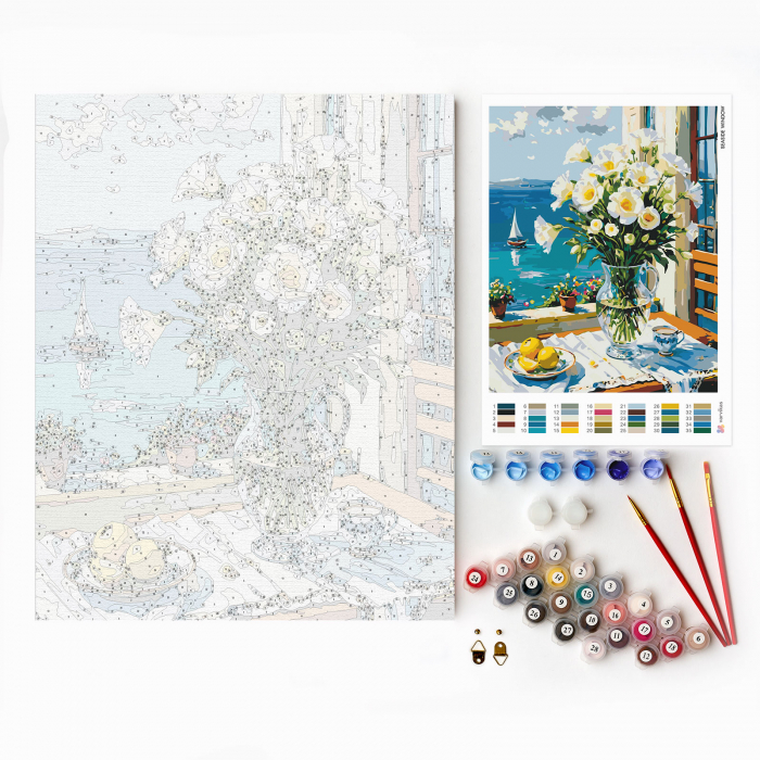 Set pictura pe numere, cu sasiu, Vedere la mare, 40x50 cm [3]