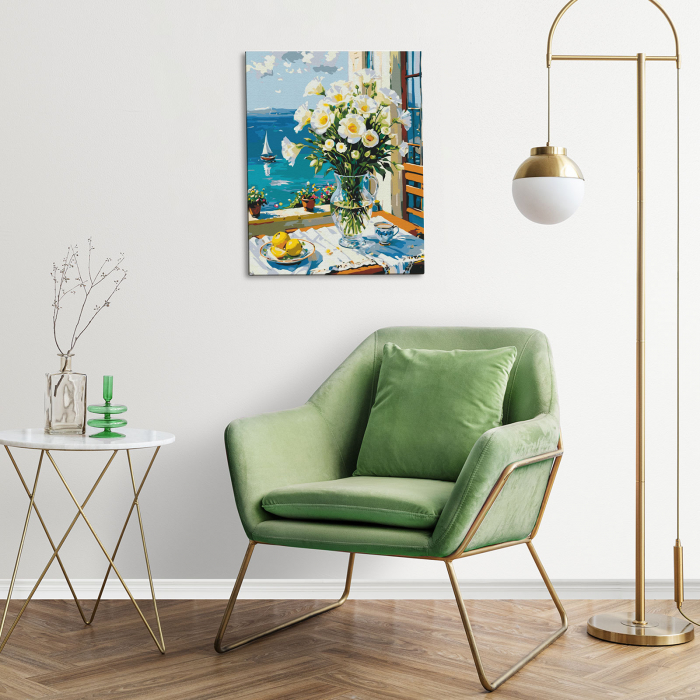 Set pictura pe numere, cu sasiu, Vedere la mare, 40x50 cm [5]