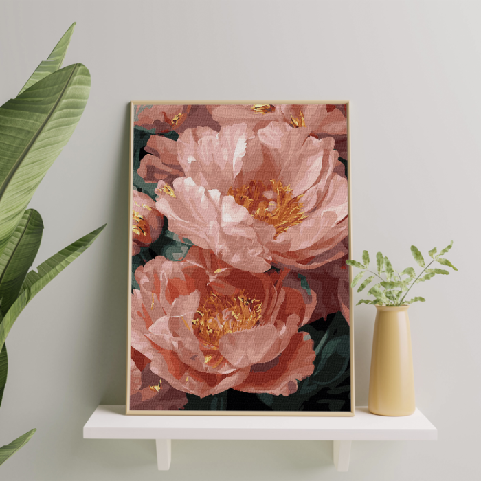 Set pictura pe numere, cu sasiu, Farmecul bujorilor, 40x50 cm [3]