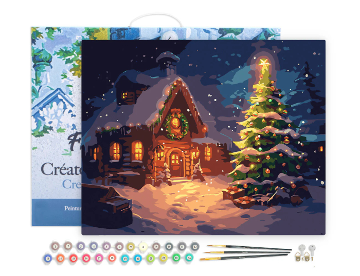 Set pictura pe numere, cu sasiu, Cabana de Craciun, 40x50 cm [2]