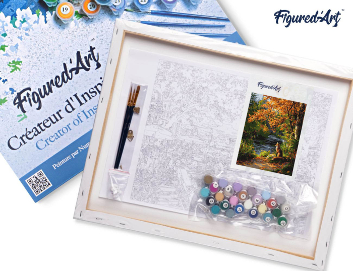 Set pictura pe numere, cu sasiu,  Vulpe langa rau, 40x50 cm [7]