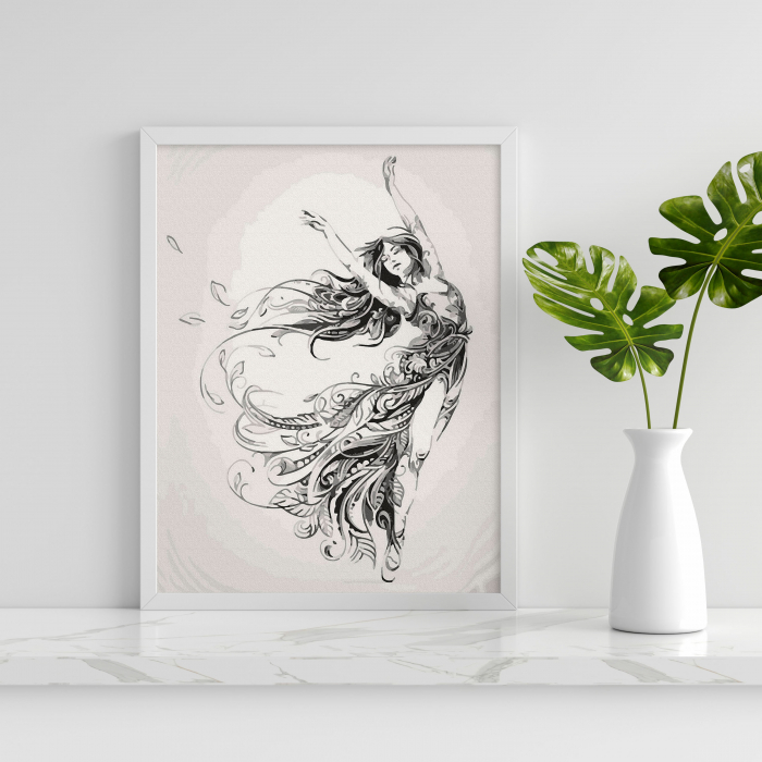 Set pictura pe numere, cu sasiu, Fata dansand, 40x50 cm [3]