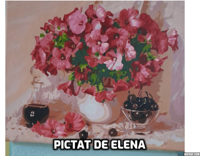 Set pictura pe numere premium, cu sasiu, Flori si cirese, 40x50 cm [2]