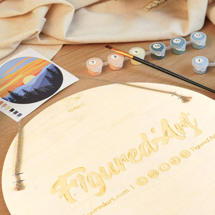 Set pictura pe numere rotunda, pe lemn, Buchet de lalele, Ø30cm [4]