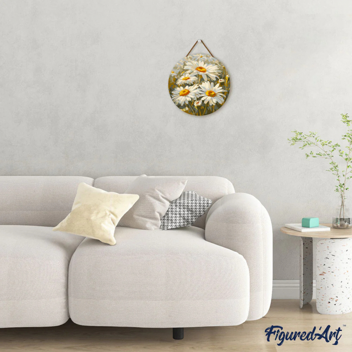 Set pictura pe numere rotunda, pe lemn, Margarete, Ø30cm [4]