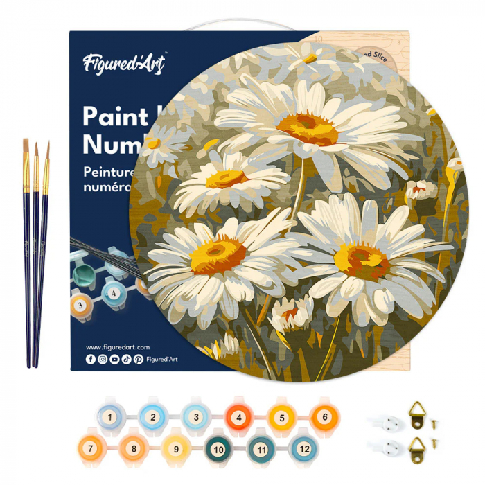 Set pictura pe numere rotunda, pe lemn, Margarete, Ø30cm [5]