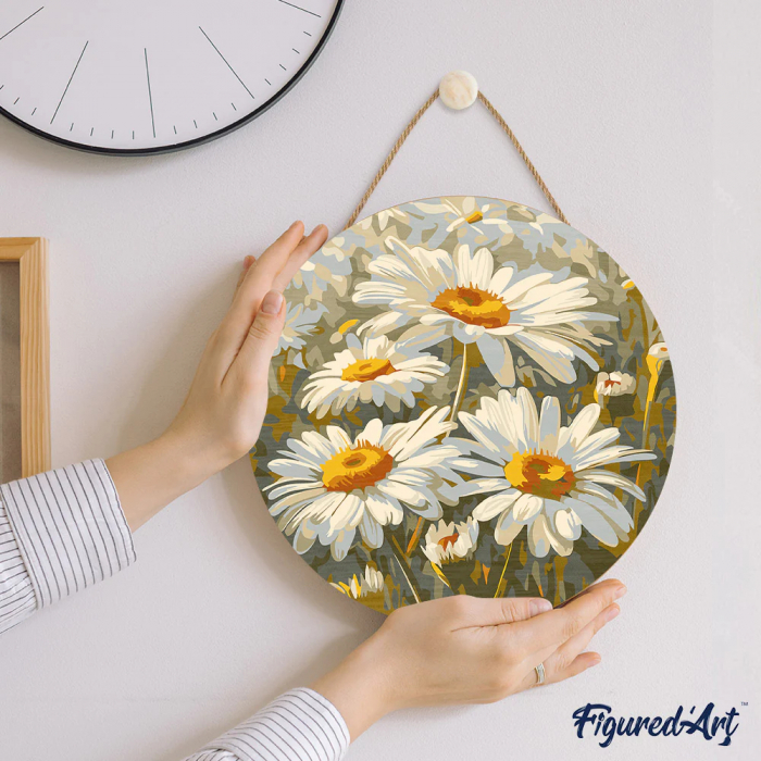 Set pictura pe numere rotunda, pe lemn, Margarete, Ø30cm [6]