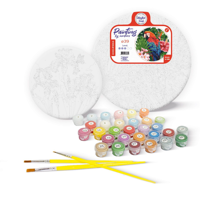 Set pictura pe numere rotunda, cu sasiu, Fata cu lalele, Ø26cm [2]