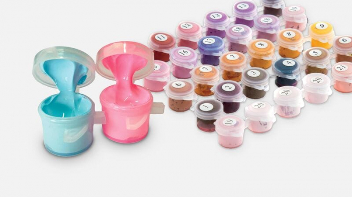 Set pictura pe numere rotunda, cu sasiu, Bujori, Ø40cm [3]
