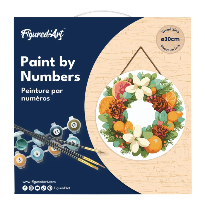 Set pictura pe numere rotunda, pe lemn, Coronita cu portocale, Ø30cm [12]