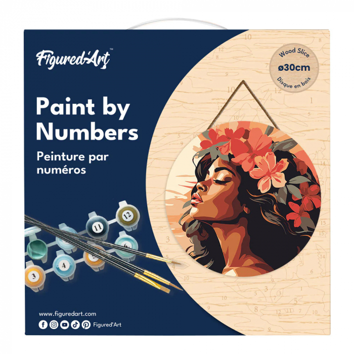 Set pictura pe numere rotunda, pe lemn, Coronita de flori, Ø30cm [6]