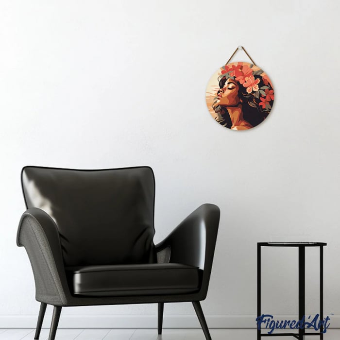 Set pictura pe numere rotunda, pe lemn, Coronita de flori, Ø30cm [5]