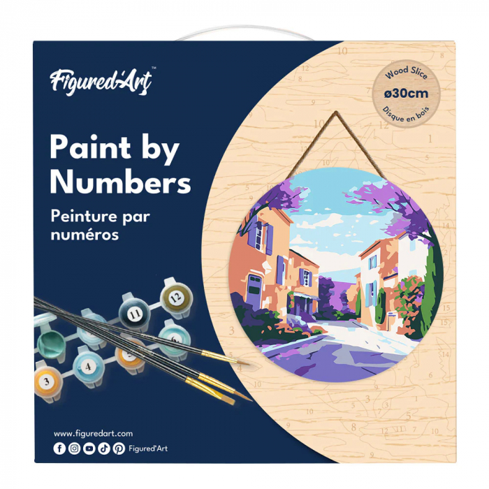 Set pictura pe numere rotunda, pe lemn, Primavara in Provence, Ø30cm [12]