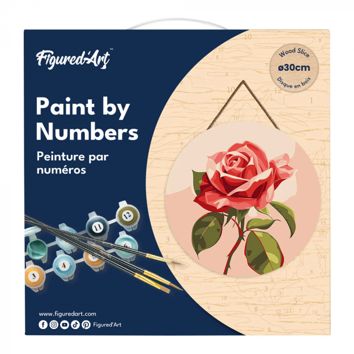 Set pictura pe numere rotunda, pe lemn, Trandafir, Ø30cm [7]