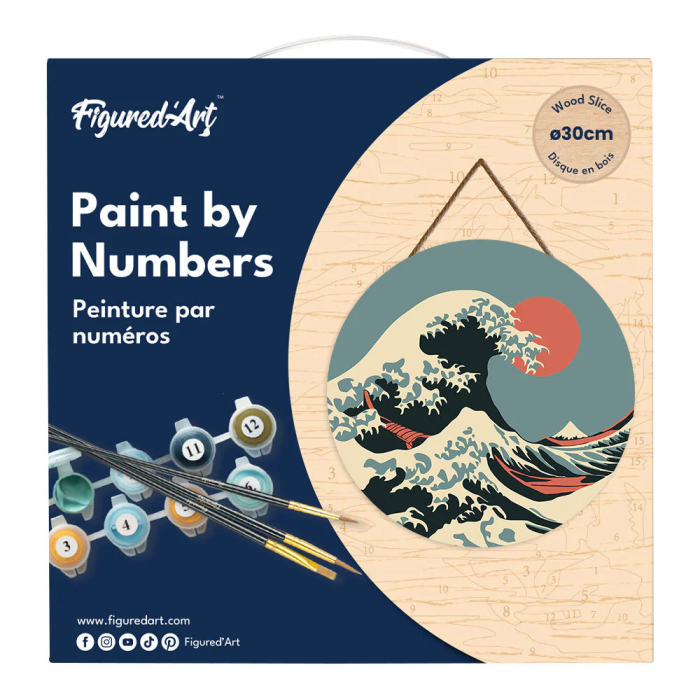 Set pictura pe numere rotunda, pe lemn, Marele val, Ø30cm [12]